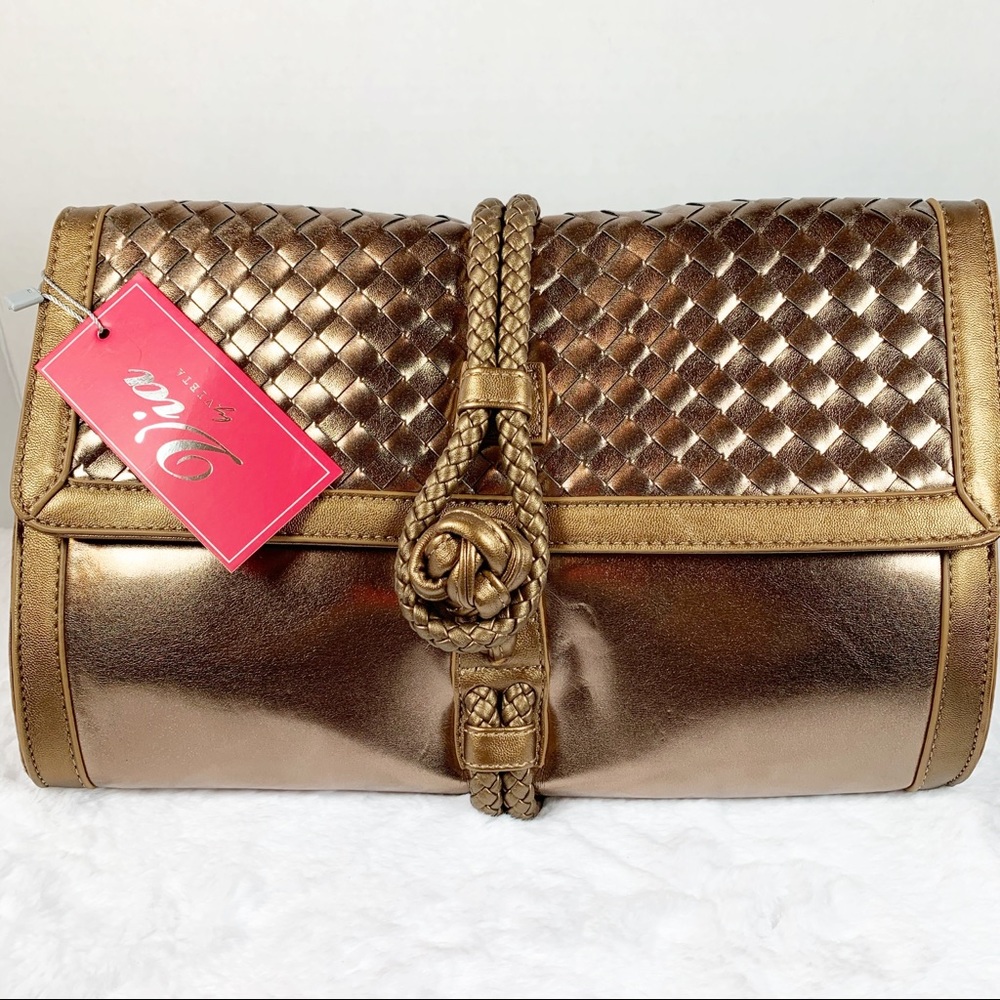 NWT Via Bronze Fresa Clutch Wristlet Knot Closure